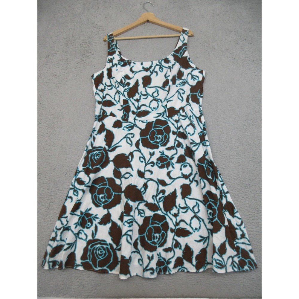 Sweet Floral Fit Flare Dress Women 16 White Multicolor Cottagecore Garden Party